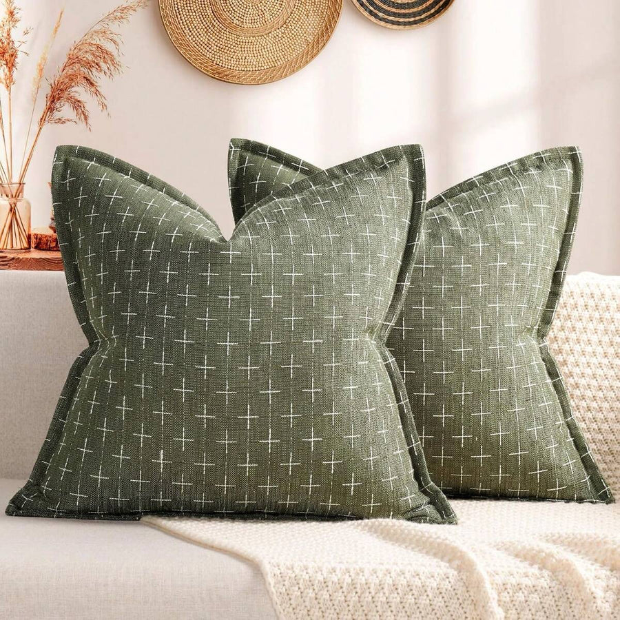 1pc Linen Jacquard Farmhouse Decorative Pillow Cover, Casual And Stylish For Everyday Use