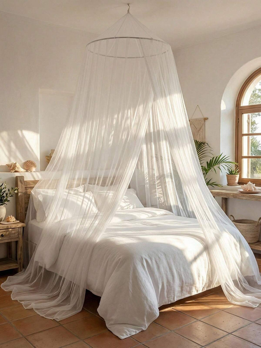 1-Piece Mosquito Net Insect-Proof Bed Mantle Elegant Lace Hanging Curtain Family Room Suitable For White, Mosquito Net Size 23.62in * 401.57in * 94.49in