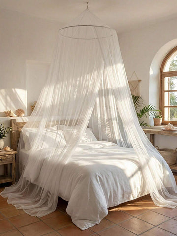 1-Piece Mosquito Net Insect-Proof Bed Mantle Elegant Lace Hanging Curtain Family Room Suitable For White, Mosquito Net Size 23.62in * 401.57in * 94.49in