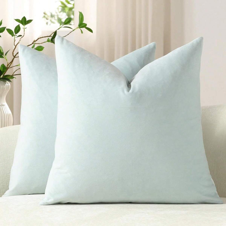 1pc Chemical Fiber Cushion Cover, Minimalist Light Blue Decorative Throw Pillow Case Without Filler For Sofa